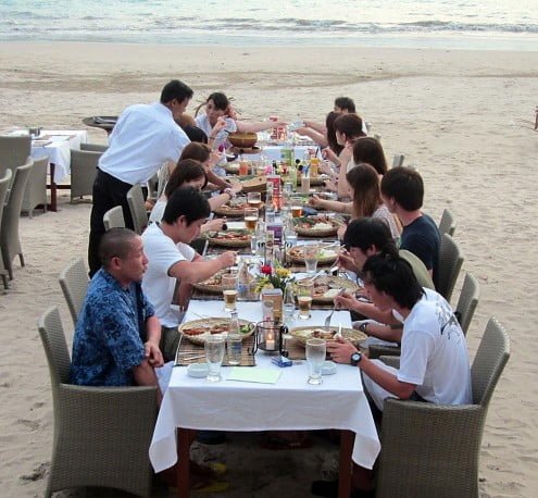 Group dinner at Jimbaran Bay Bali