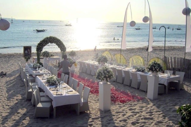 tables on the beach
