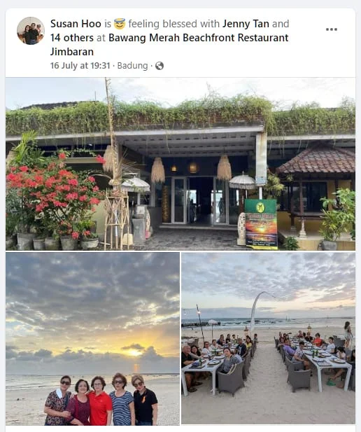 Revue du dîner de groupe à Jimbaran