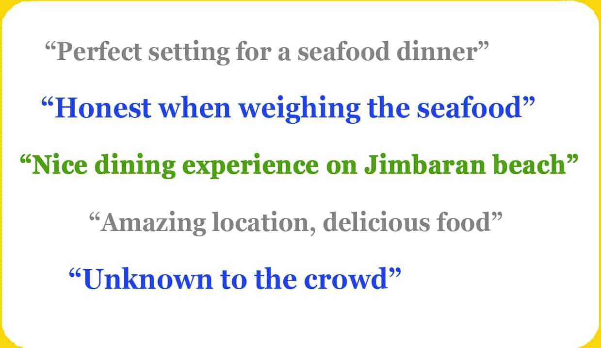 comments Jimbaran restaurant