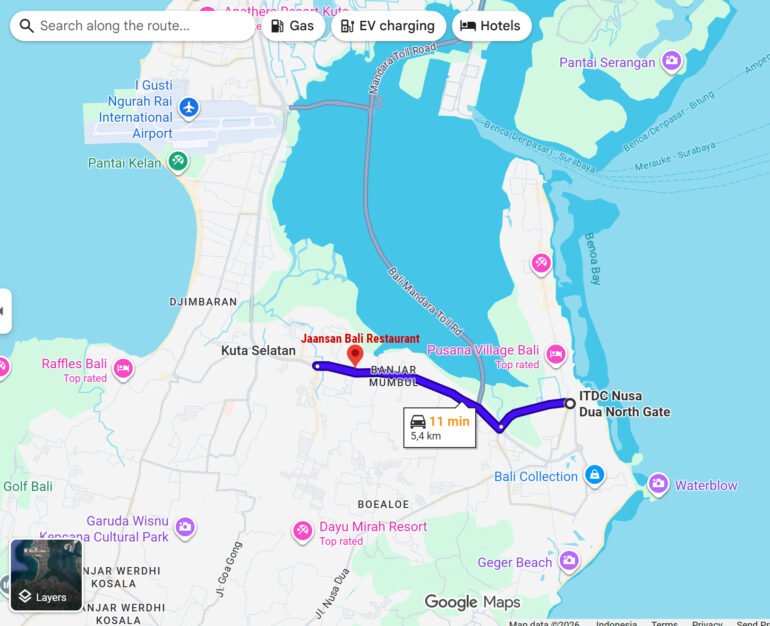 map Bali dinner restaurant