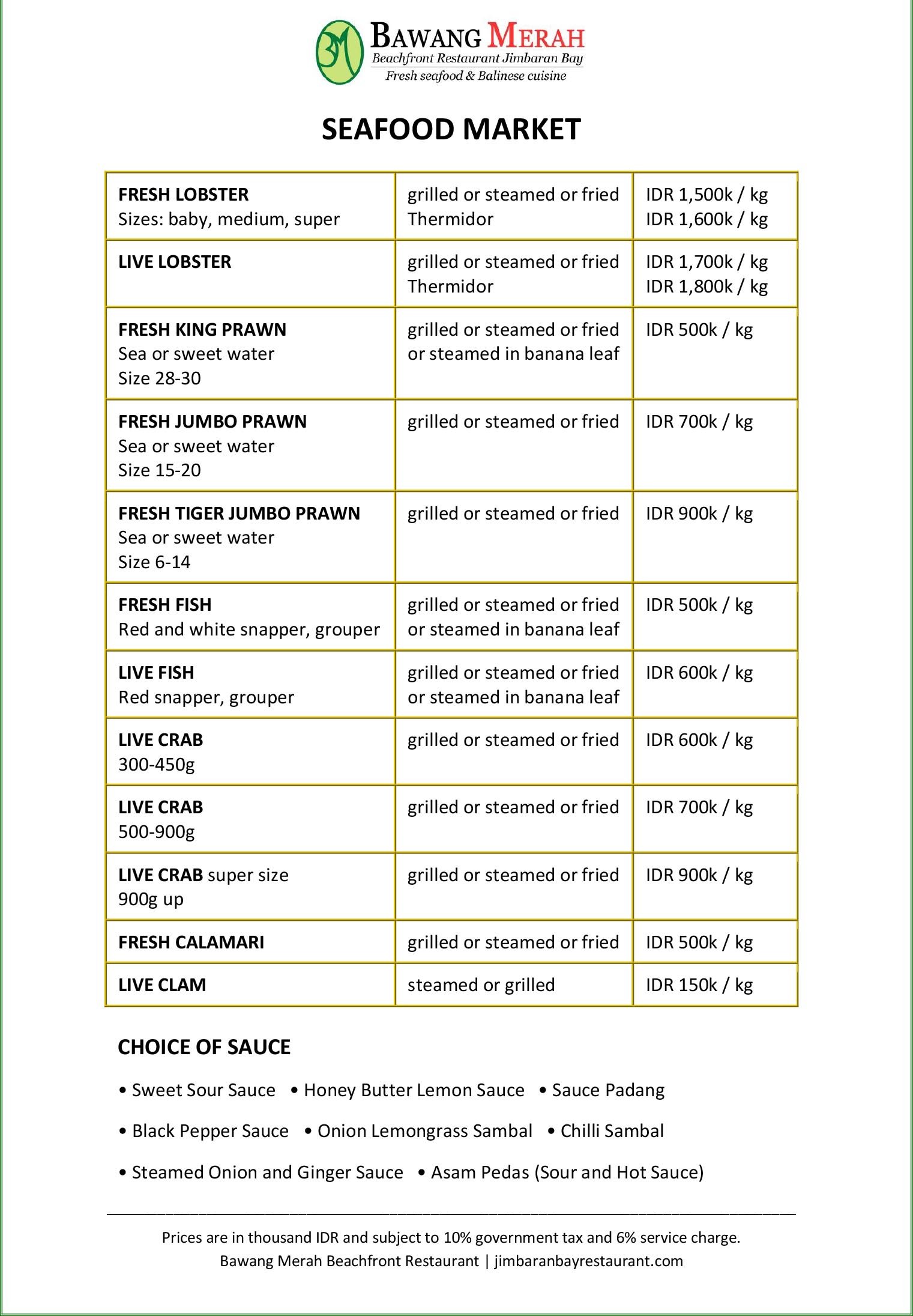 Menu Pricing Update August 2026 Menu Pricing Update August 2026